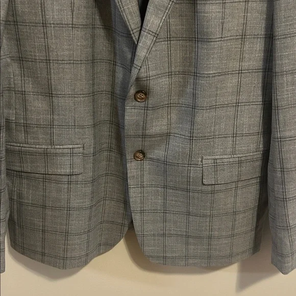 Lauren Ralph Lauren 46L Gray Plaid UltraFlex Sport Coat Blazer Stretch
